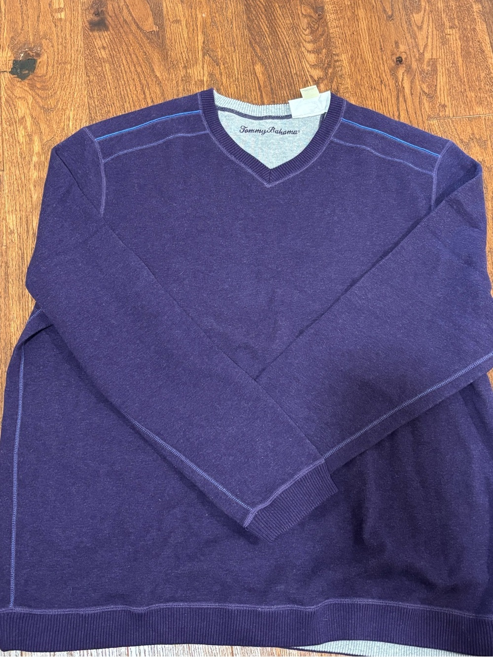 Tommy Bahama Purple & Light Gray Reversible Sweater